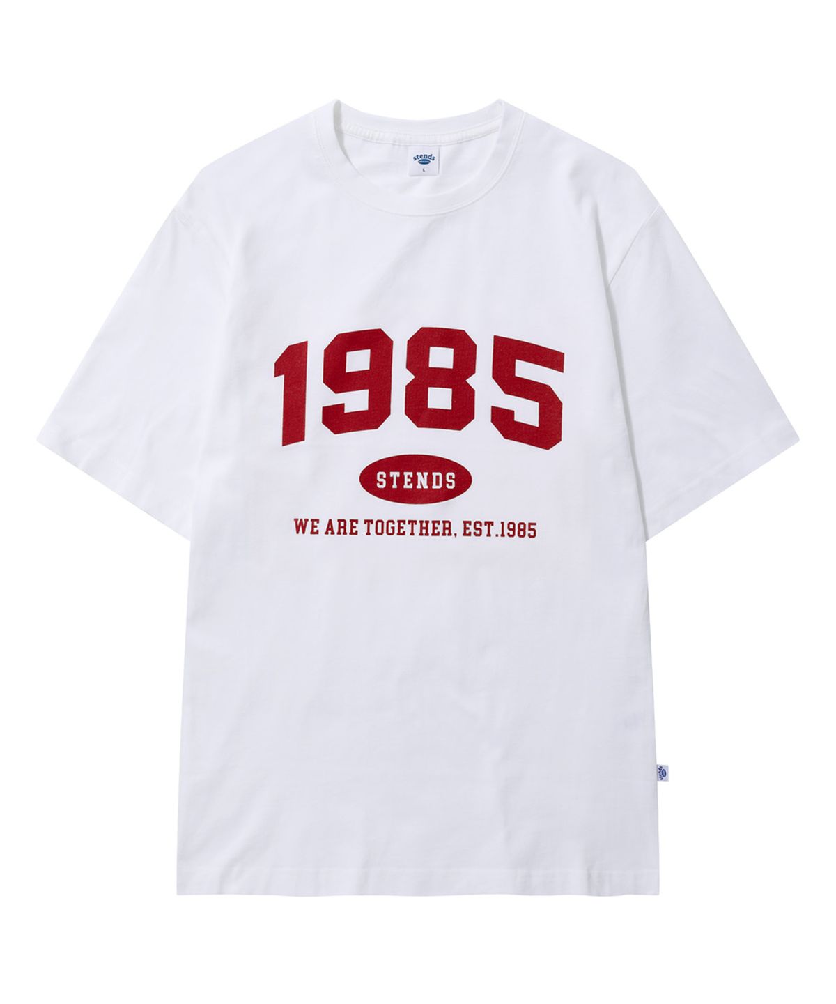 스탠즈(STENDS) [S~5XL] 1985 아치 로고 티셔츠_화이트-레드
