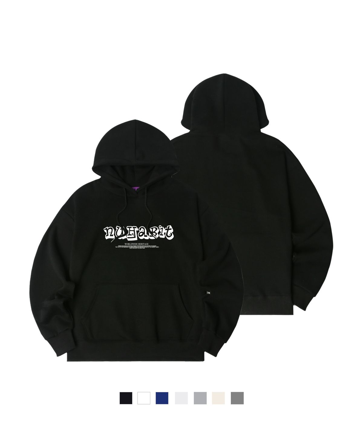 뉴해빗(NUHABIT) N/H CARTOON LOGO 오버핏 기모 후드 (SOH4-5NH1307)