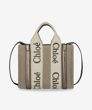 스몰 리넨 & 레더 우디 토트백 - 샤이니 그레이 / CHC25SS397O81074