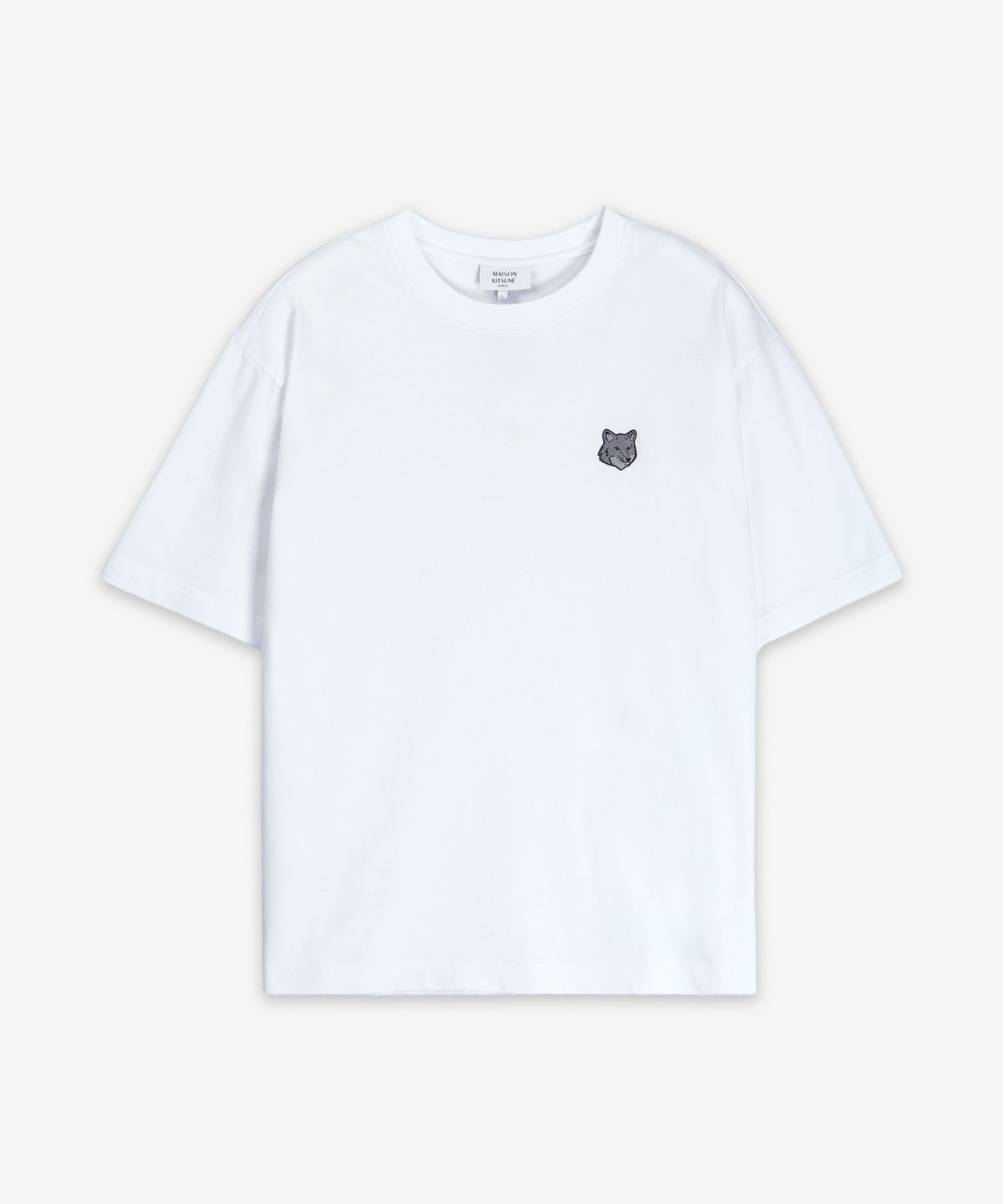 메종 키츠네(MAISON KITSUNE) 볼드 폭스 헤드 패치 오버사이즈 반소매 티셔츠 - 화이트 / OM00128KJ0119P100