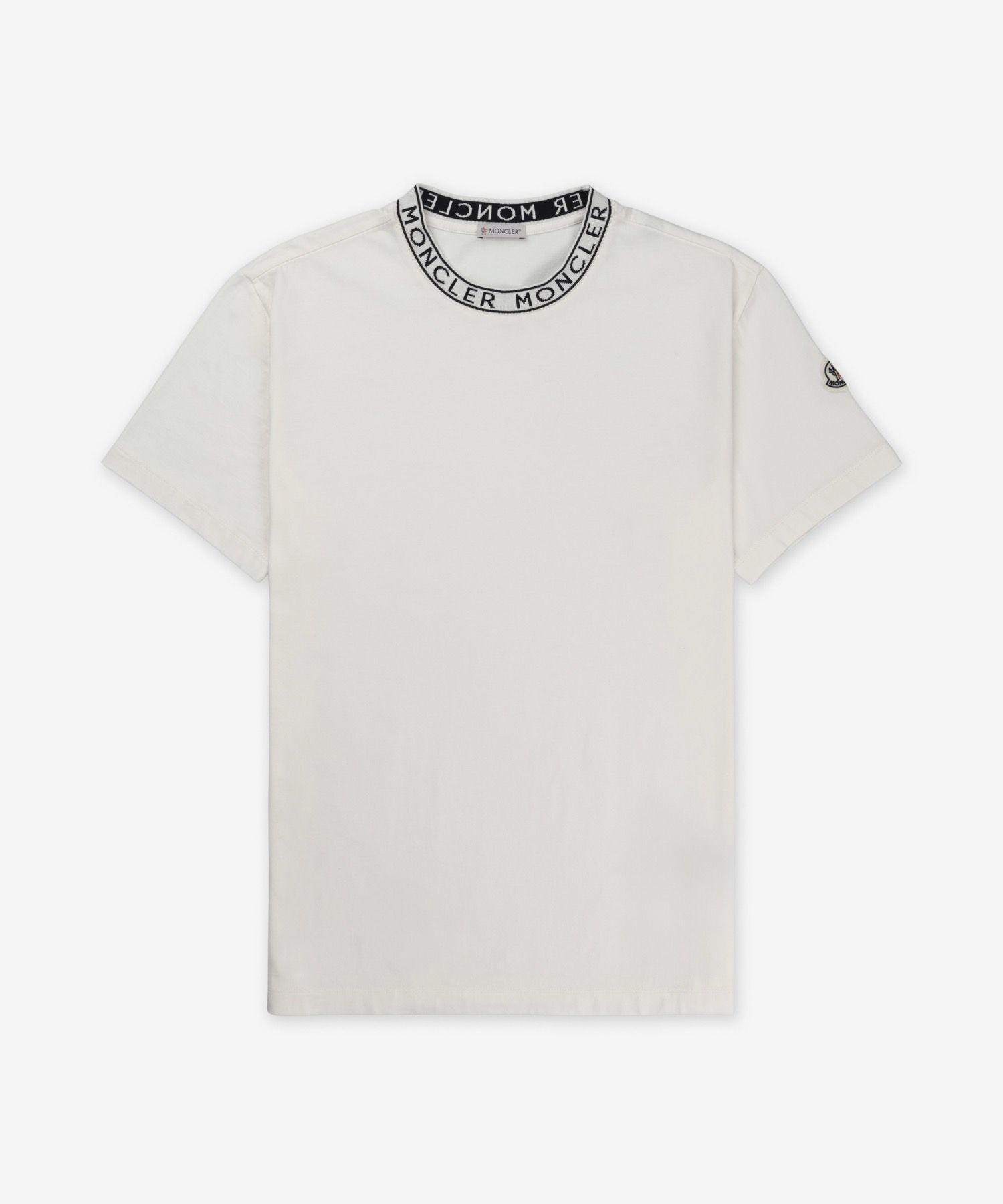 MUSINSA | MONCLER Neck logo detail short-sleeve t-shirt - White