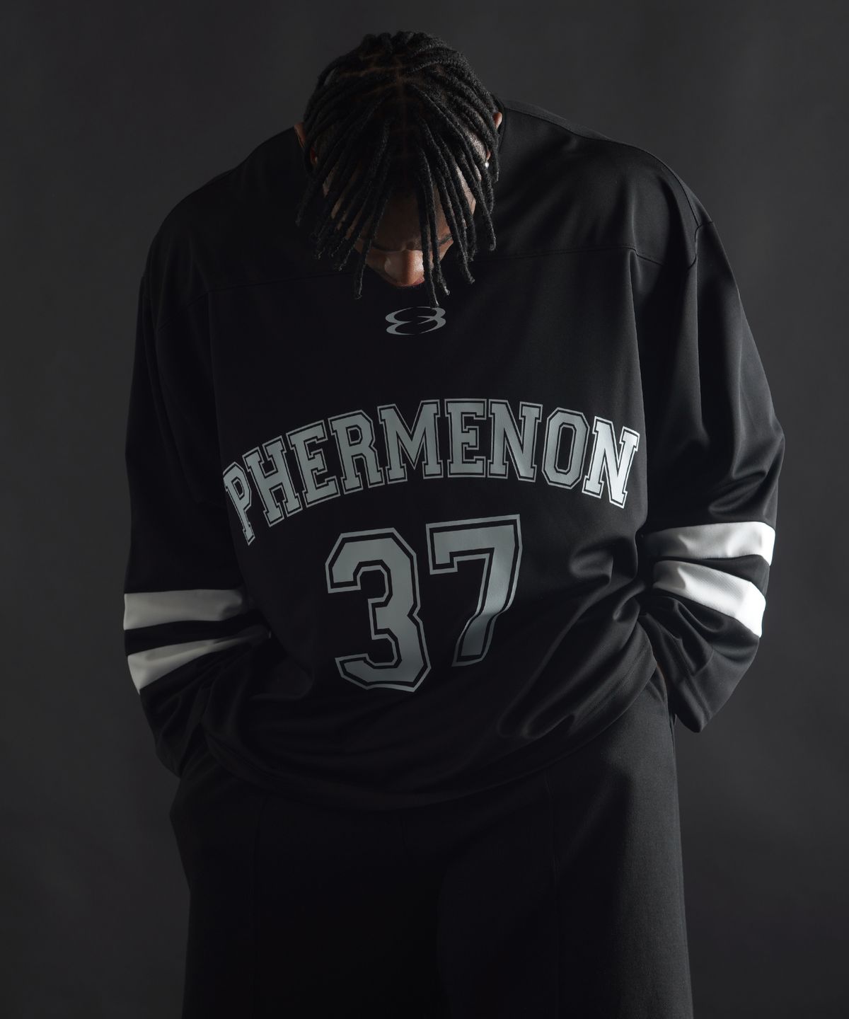 페르메논(PHERMENON) 오버핏 럭비 저지 롱 슬리브 - 블랙