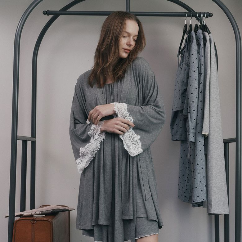 MJ_Sling lace pajamas cardigan_2color