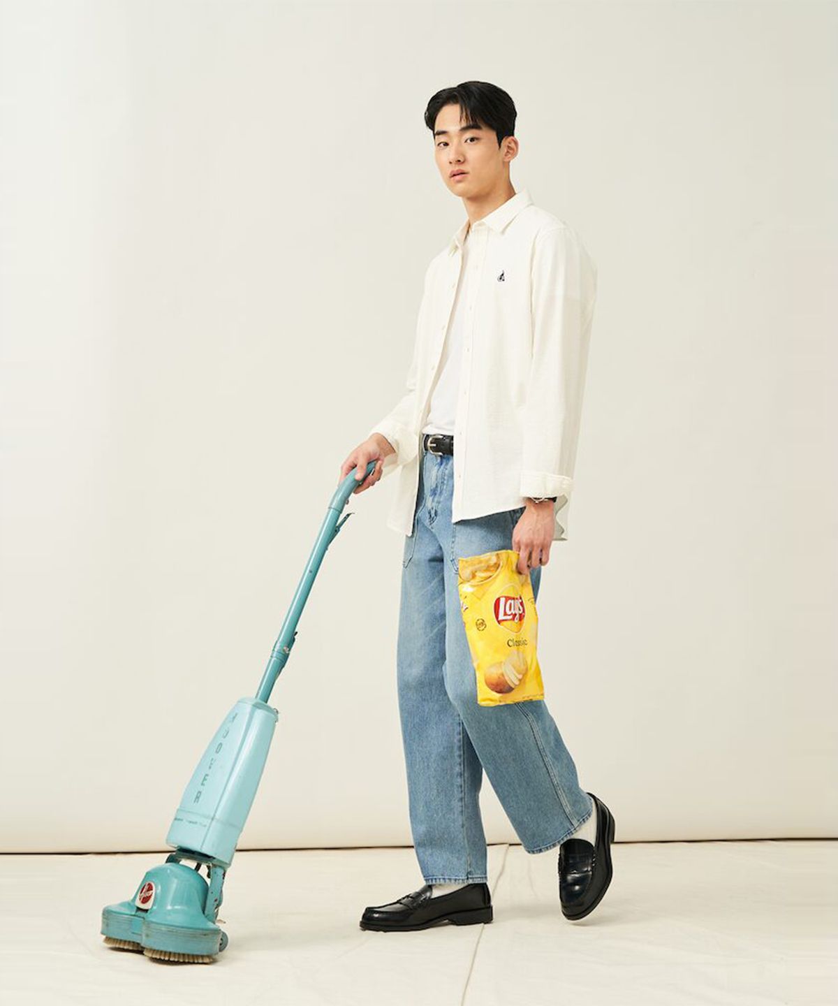 빈폴 멘(BEANPOLE MEN) 시어서커 저지 셔츠  화이트 (BC5241C531)