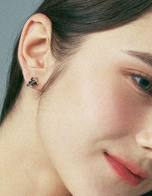 리본 터치 원터치 귀걸이