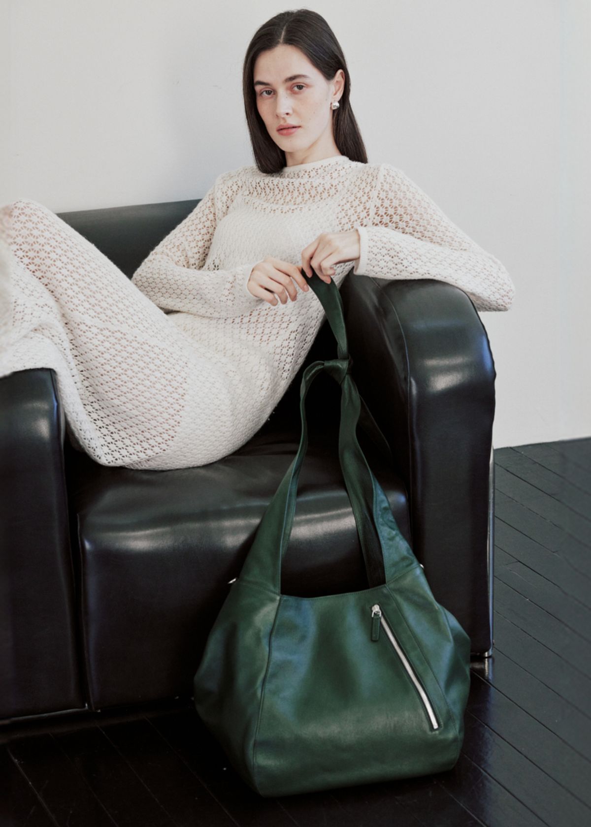 디발리쎄(DVALISSE) MOZZI 램스킨 딥그린 호보백 L