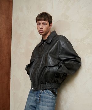 A-2 워싱 레더 자켓 (차콜)