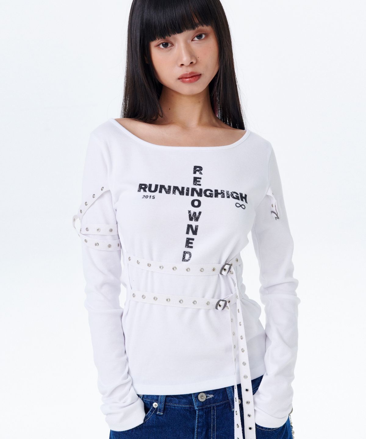러닝하이(RUNNINGHIGH) 벨트 슬림 L/S 티 [화이트]