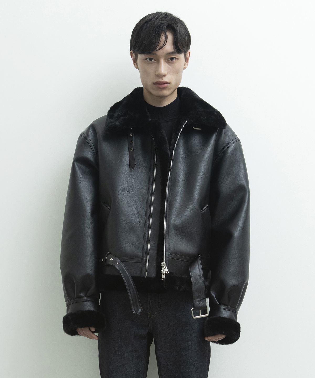 론트(LOHNT) 003 비건 레더 벨트 무스탕 [블랙]