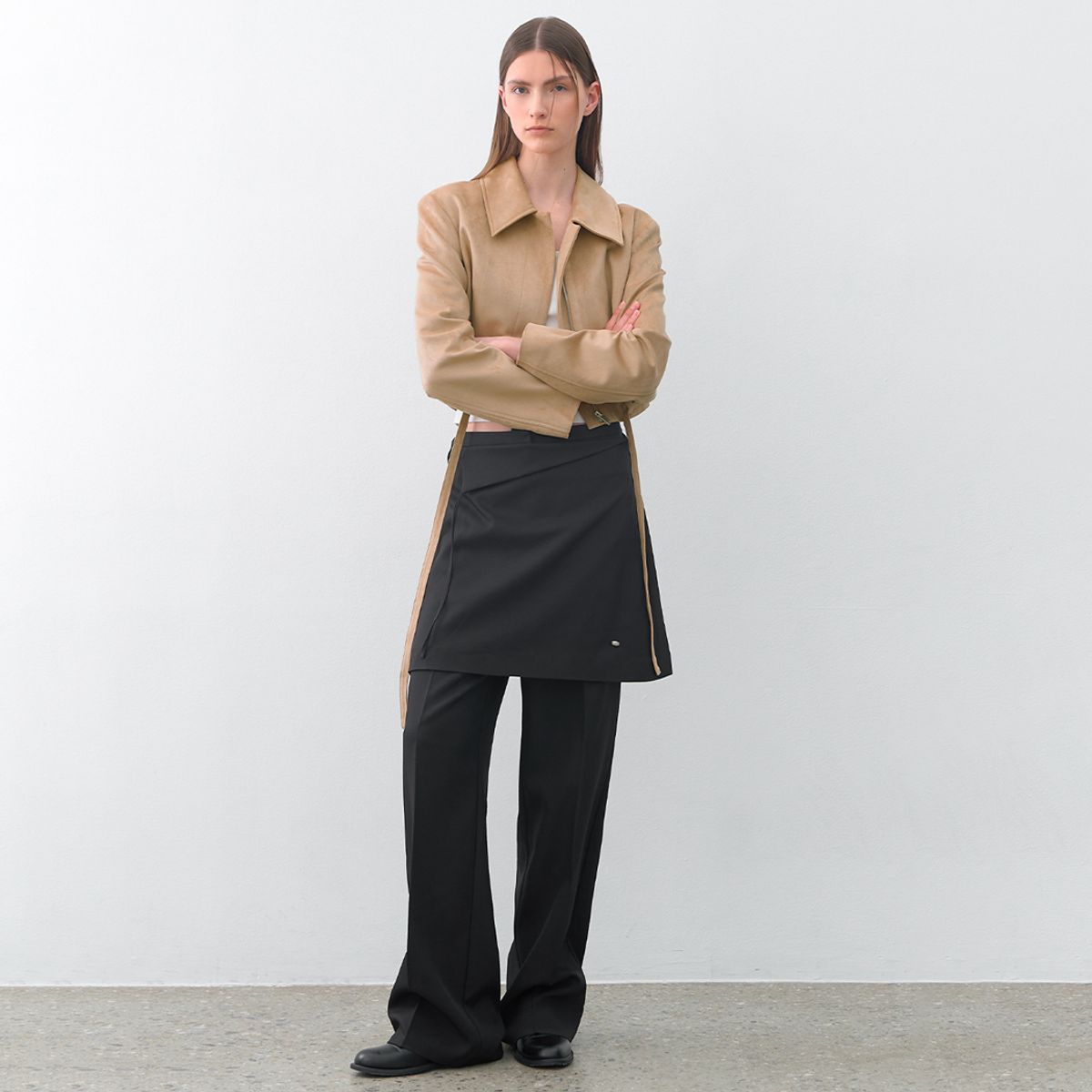 아틀리에 나인(ATELIER NAIN) LAYERED SKIRT PANTS SET(PT-5617)