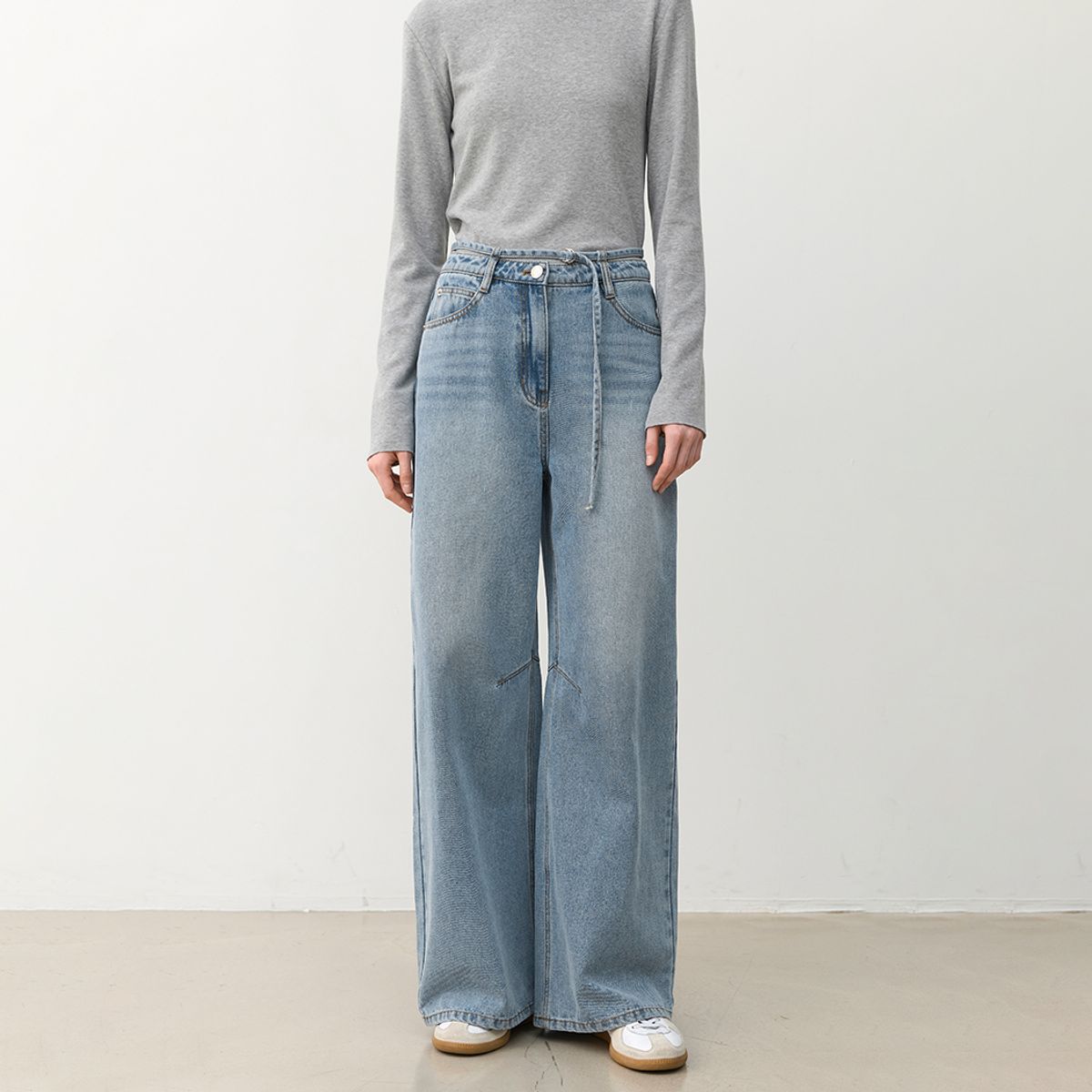 아틀리에 나인(ATELIER NAIN) BELTED WIDE DENIM PANTS(PT-5624)