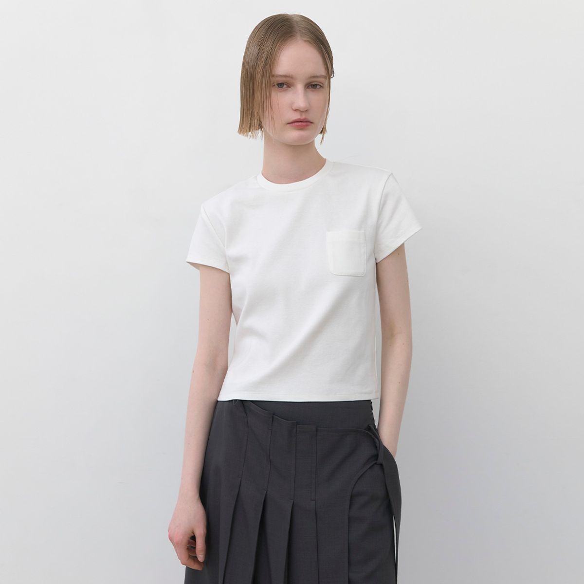 아틀리에 나인(ATELIER NAIN) SOLID POCKET SLIM TEE(T-6993)