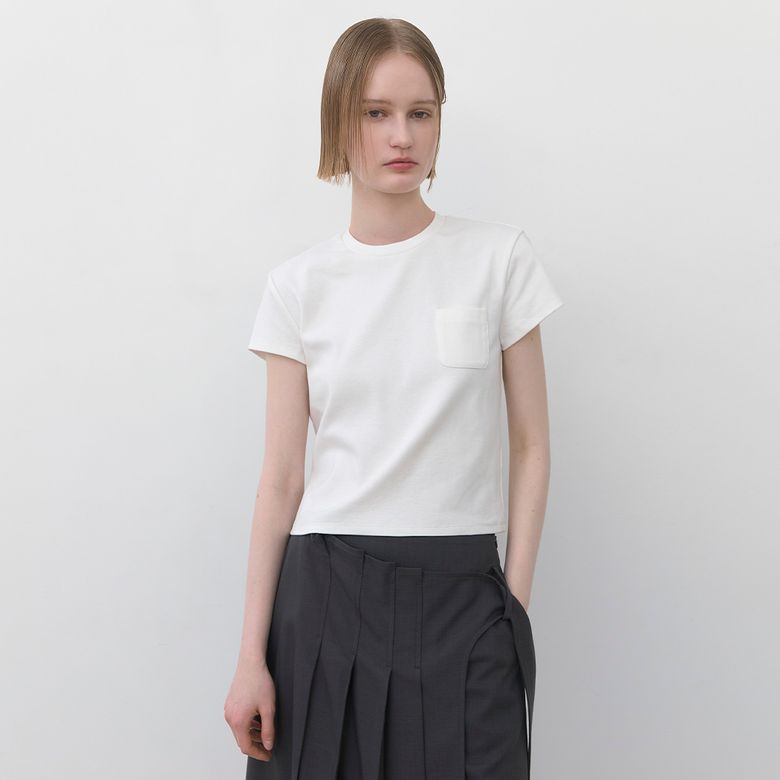 SOLID POCKET SLIM TEE(T-6993)