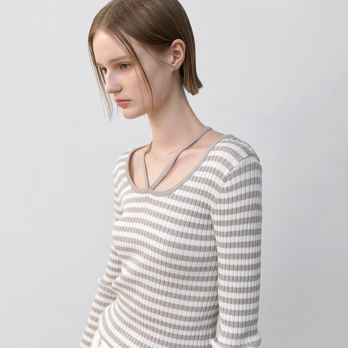 아틀리에 나인(ATELIER NAIN) VUKA STRAP SLIM STRIPE KNIT(T-7016)