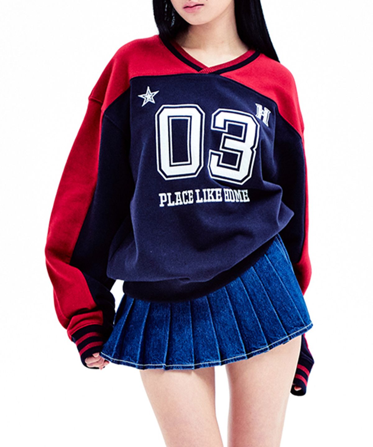유희(YOUHEE) GRAPHIC TRACK JERSEY SWEAT SHIRTS NAVY