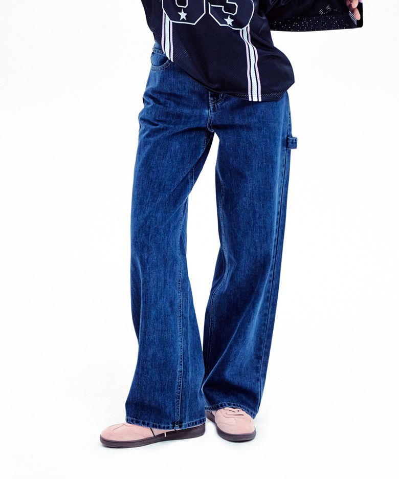 [브랜드위크 20%쿠폰] LETTERING WIDE DENIM PANTS INDIGO