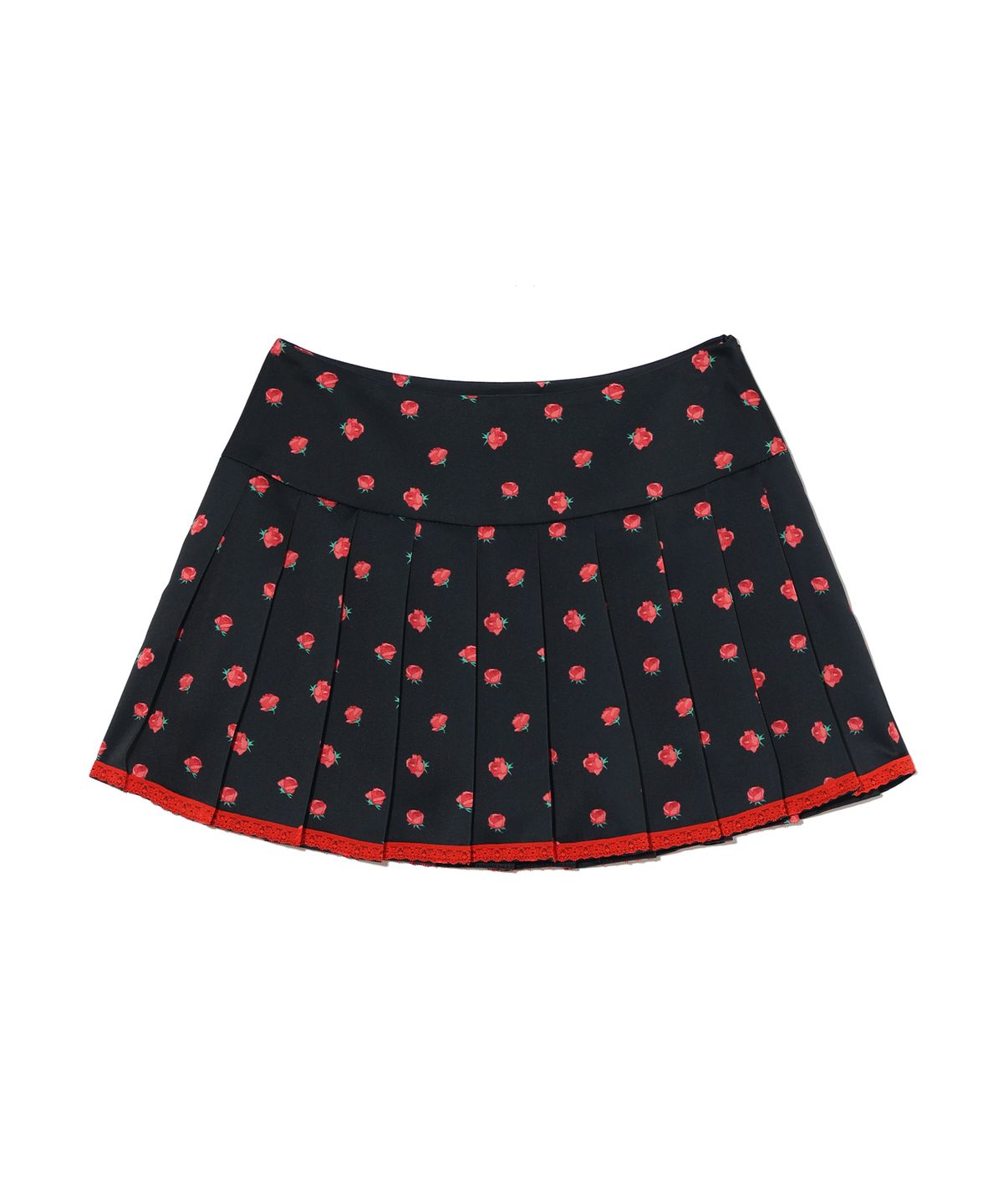 유희(YOUHEE) FLOWER PLEATS LACE SKIRT BLACK