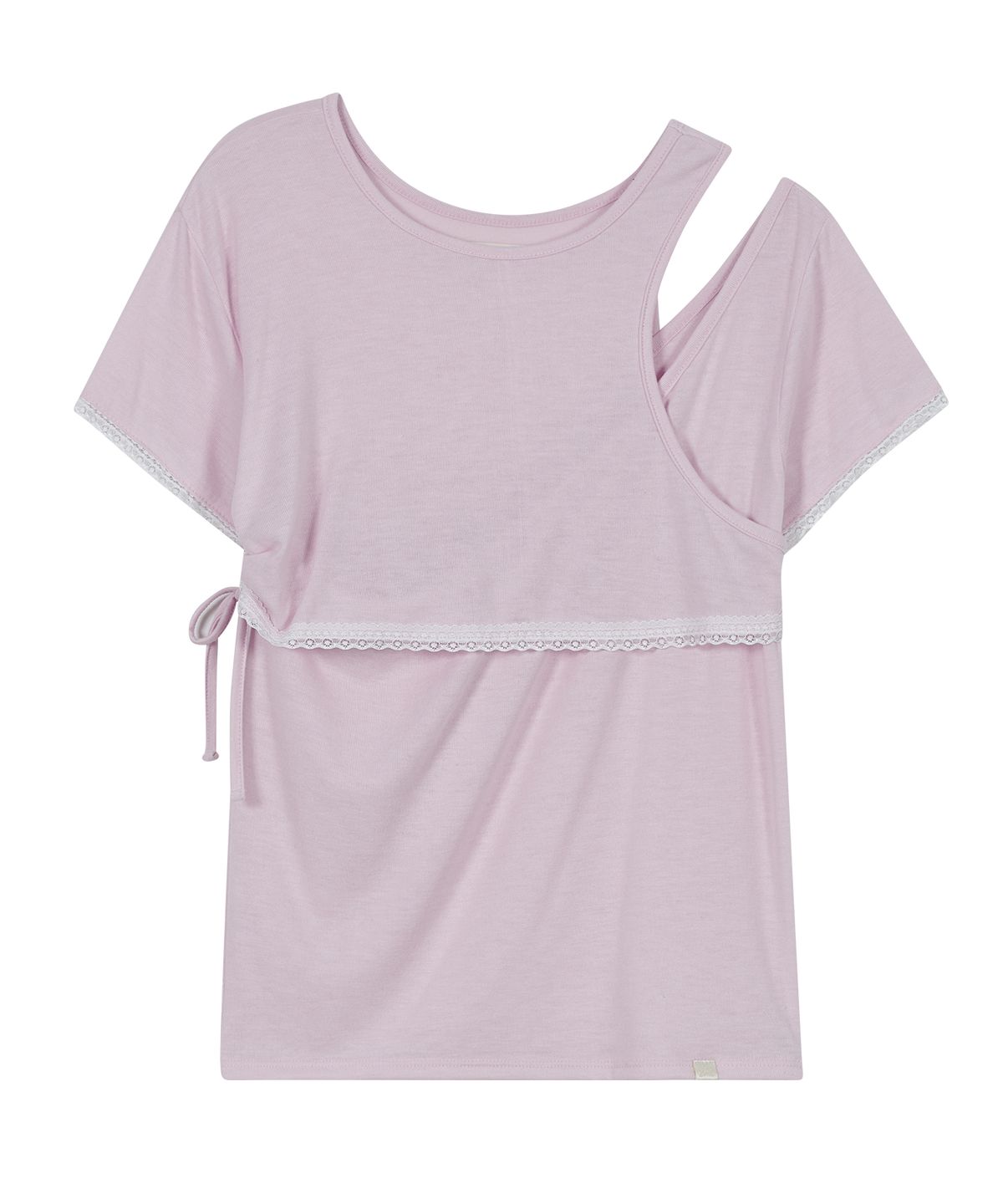 타입서비스(TYPESERVICE) Layered Lace Slit Top [Pink]