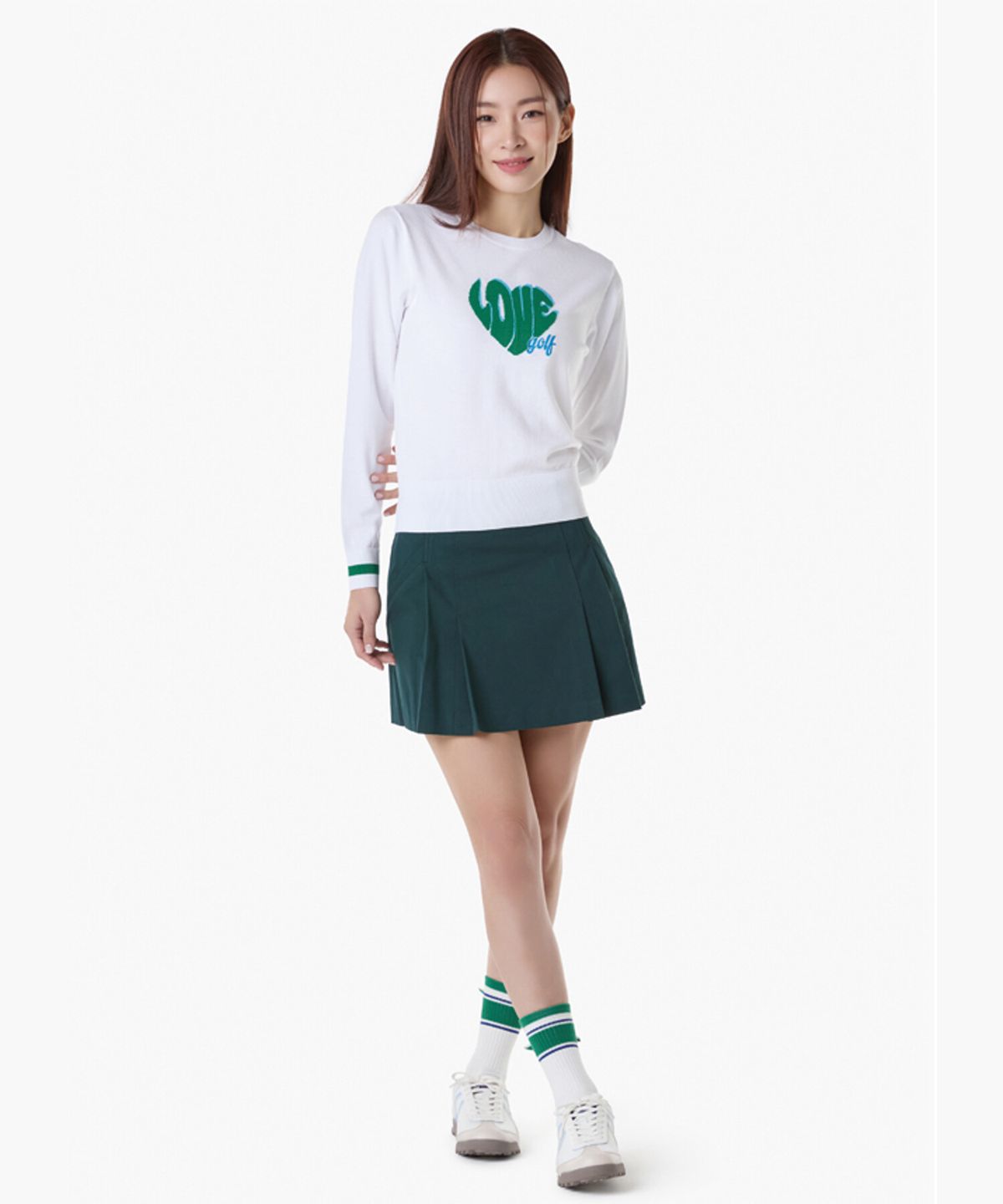 르꼬끄 골프(LECOQ GOLF) 여성 코튼 혼방 플리츠 스커트 (GQ122LSK12)