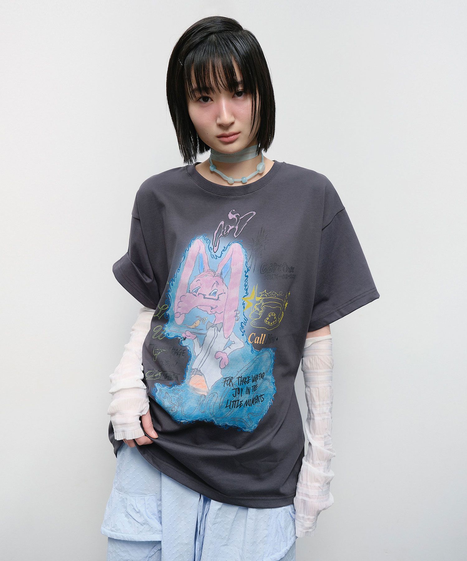 MUSINSA | TYPESERVICE Rabbit Ruched Top [Charcoal]