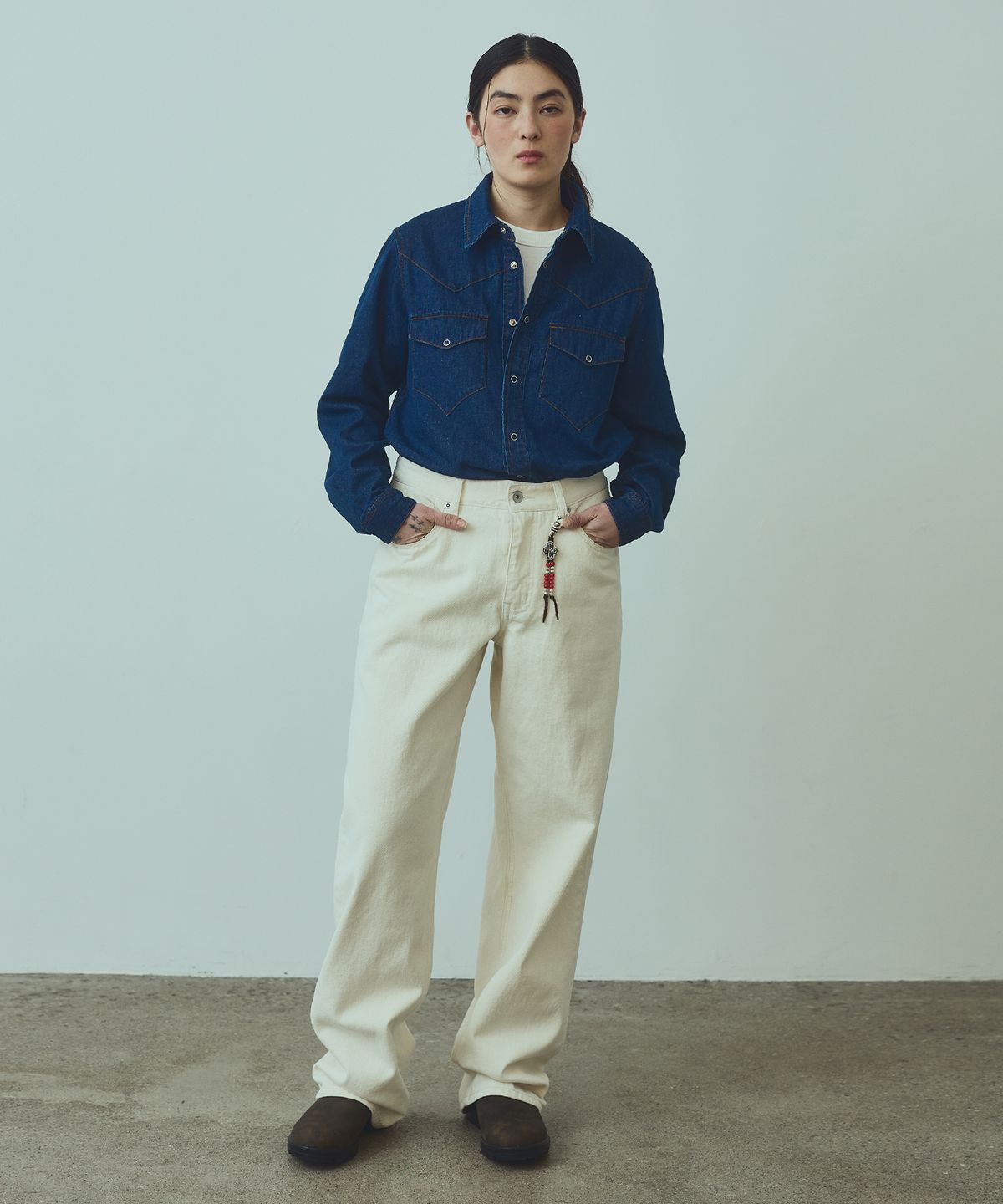 유니폼브릿지(UNIFORM BRIDGE) 001 5p denim pants 11oz(womens) natural