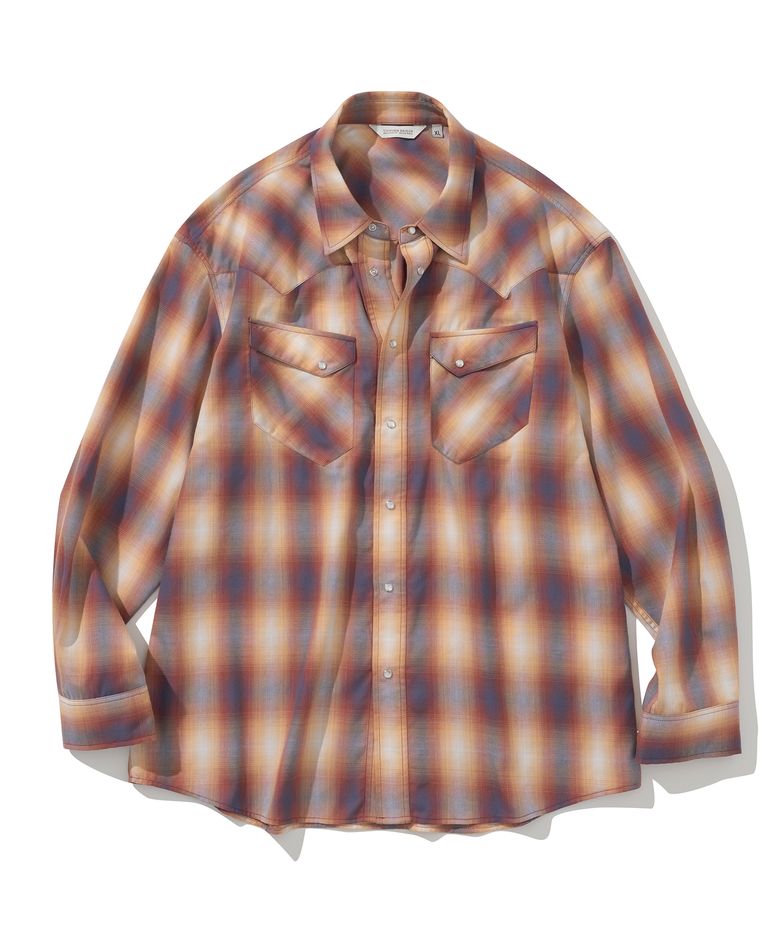 western ombre check shirt red