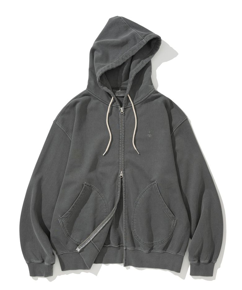 dyeing zip-up hoodie charcoal