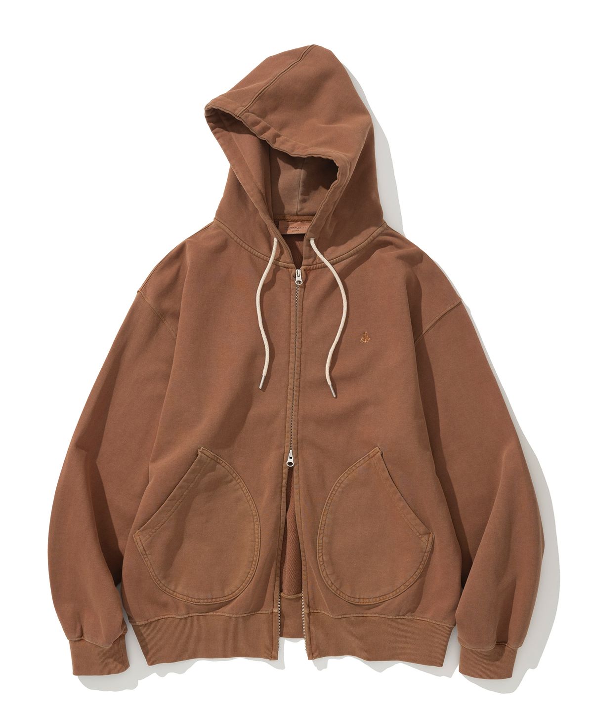 유니폼브릿지(UNIFORM BRIDGE) dyeing zip-up hoodie coral