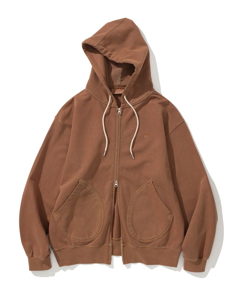 dyeing zip-up hoodie coral