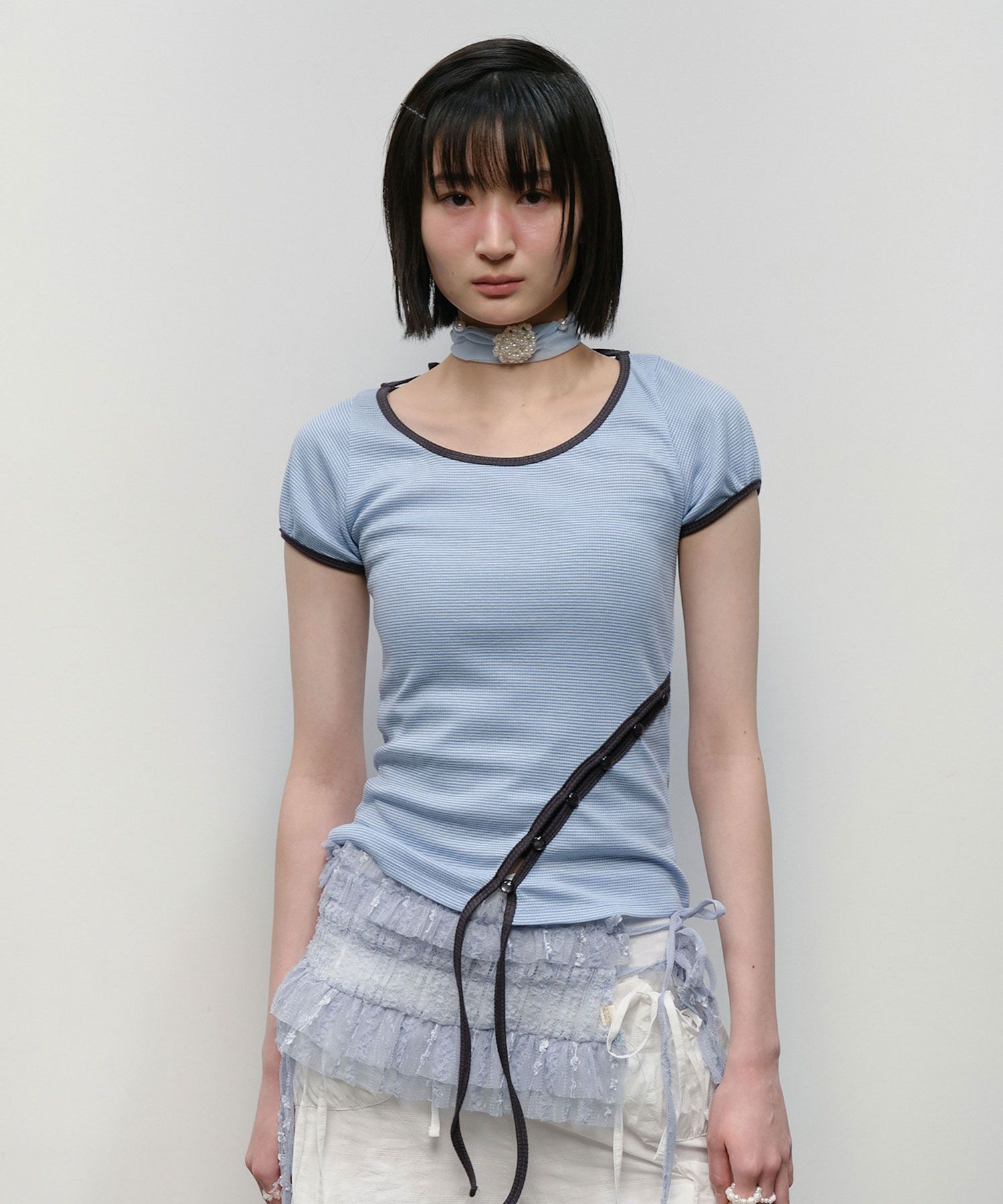 typeservice☆大人気Tシャツ♪Color Blocked Strap Button Top MUSINSA | TYPESERVICE Color Blocked Strap Button Top [Gray]