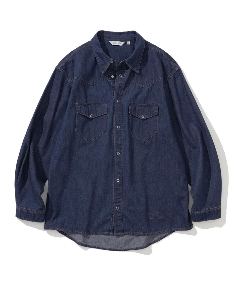 western denim shirt 6oz indigo one washed