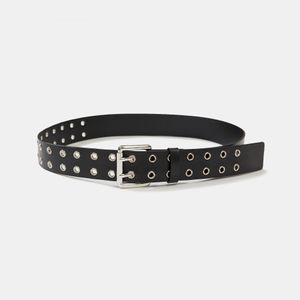 DOUBLE EYELET LEATHER BELT (BLACK)