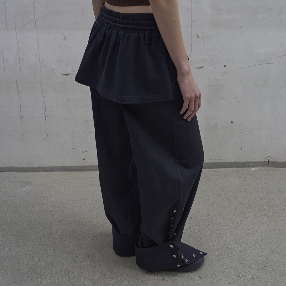 MUSINSA | LCDC TM SIDE SNAP WIDE TROUSERS (NAVY)
