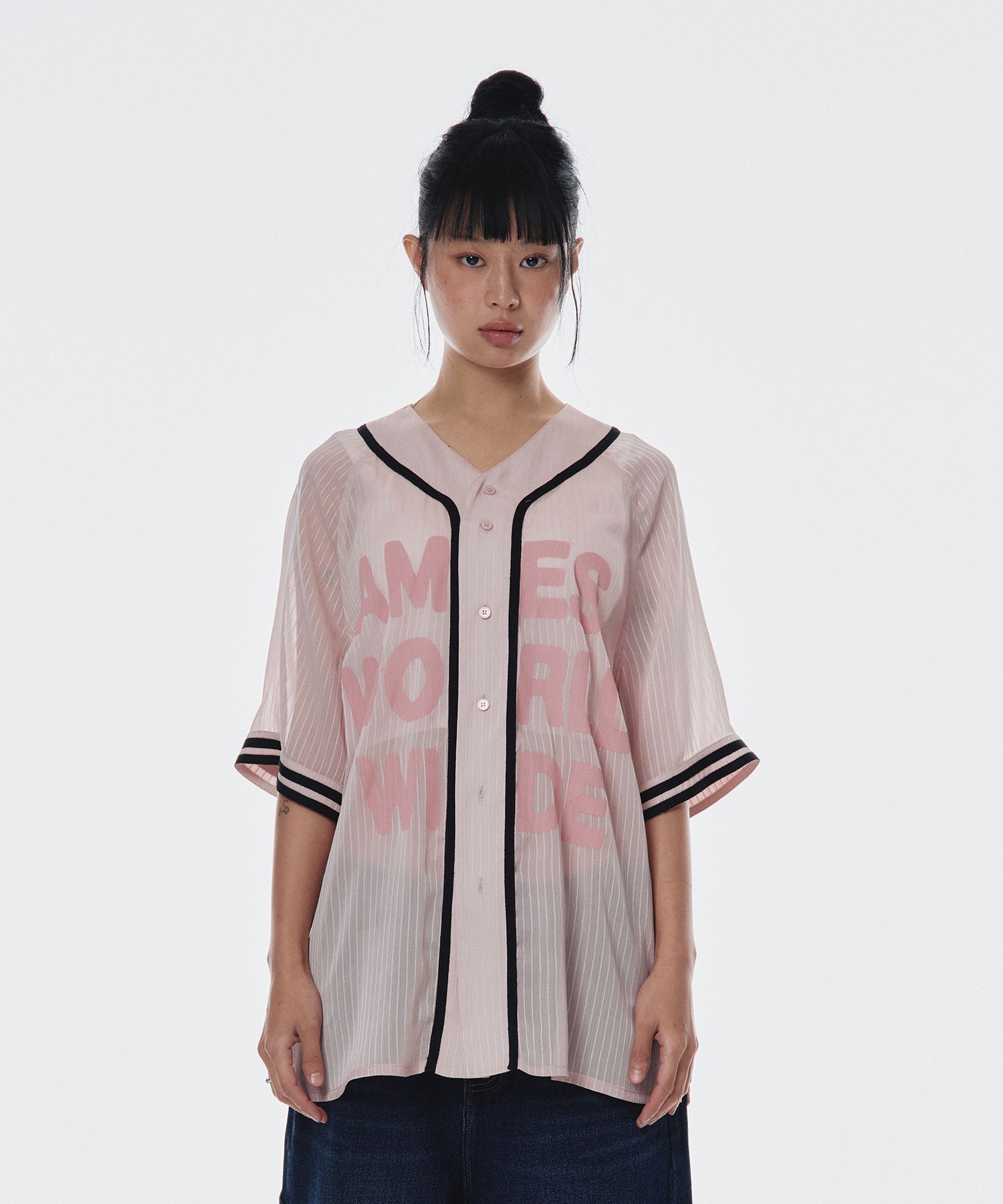 [Ames]UNISEX●MESH BASEBALL JACKET MUSINSA | AMES-WORLDWIDE MESH BASEBALL JACKET PINK