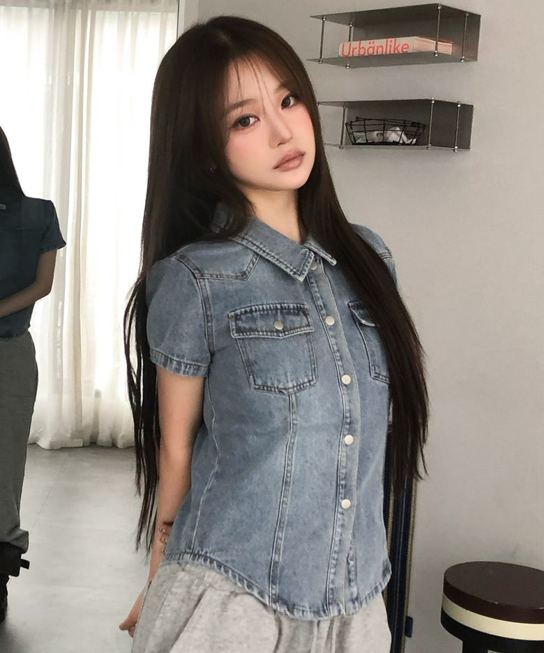 DENIM SHORTSLEEVE SHIRTS BLUE