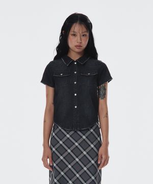 DENIM SHORTSLEEVE SHIRTS BLACK