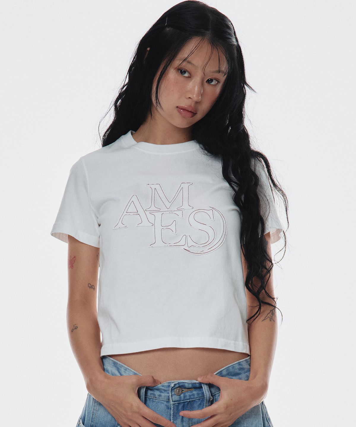 아메스 월드와이드(AMES-WORLDWIDE) AMES APPLIQUE TEE WHITE