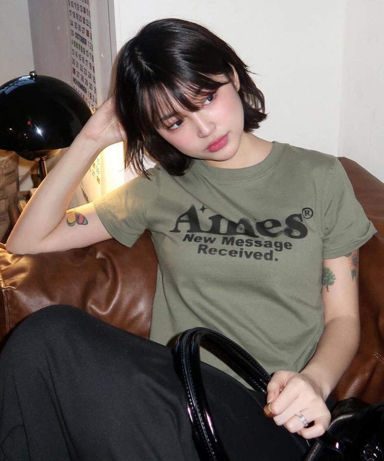 ROUND HEM CROP TEE KHAKI