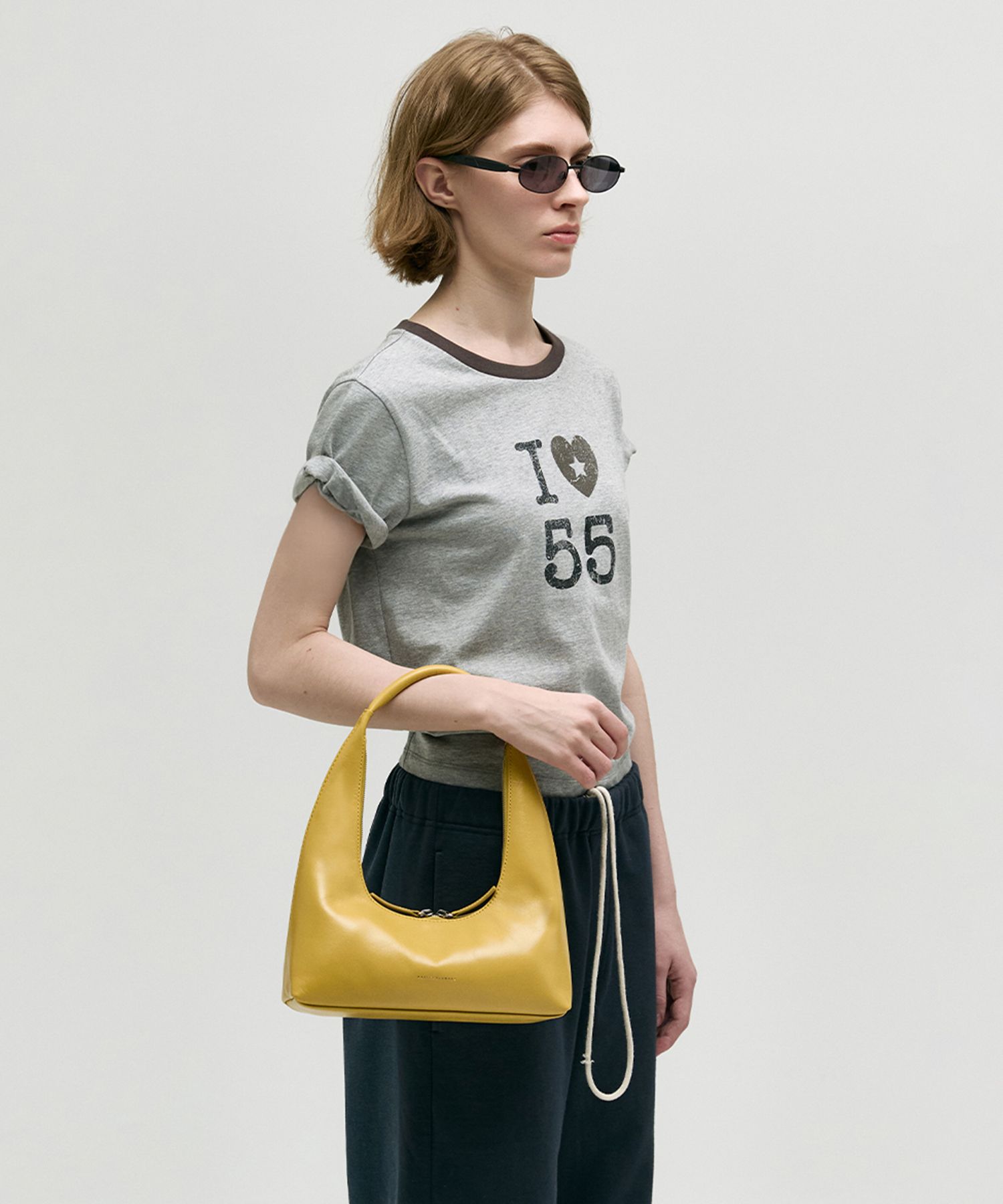 [Margesherwood ] / ☆ ZIPPER SMALL / corn yellow crinkle Small Zipper Bag