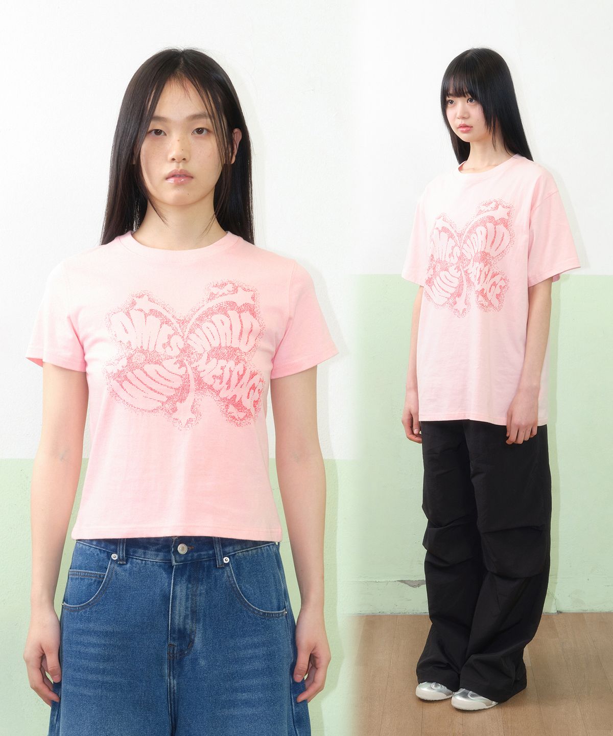 아메스 월드와이드(AMES-WORLDWIDE) CHARACTER SPRAY TEE PINK