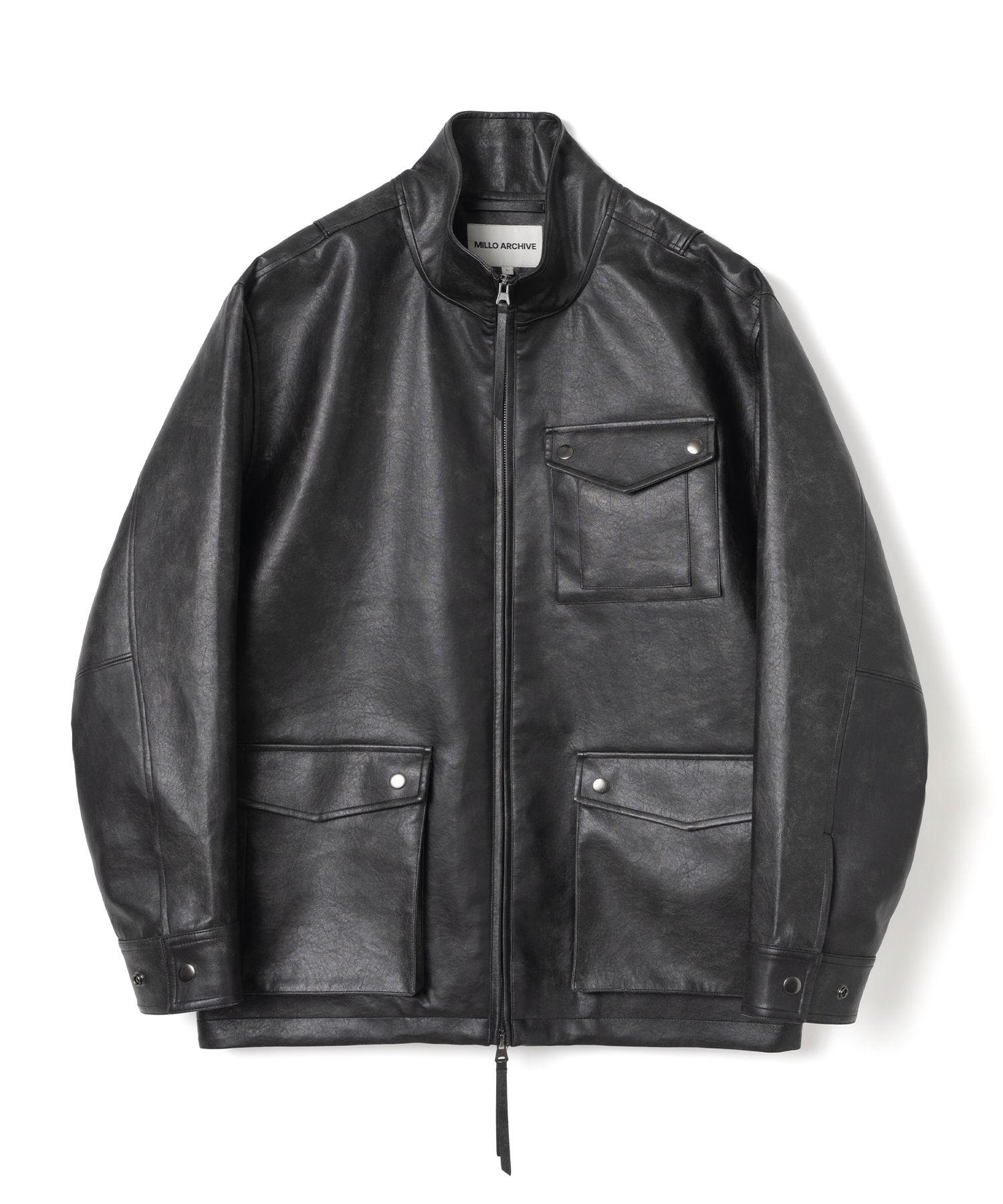 MUSINSA公式 | MILLO ARCHIVE Vintage Middle Leather Jacket [Fade Black]