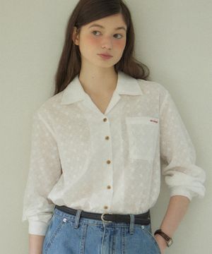 아뜰리에 플라워 슬리브 셔츠 - 화이트