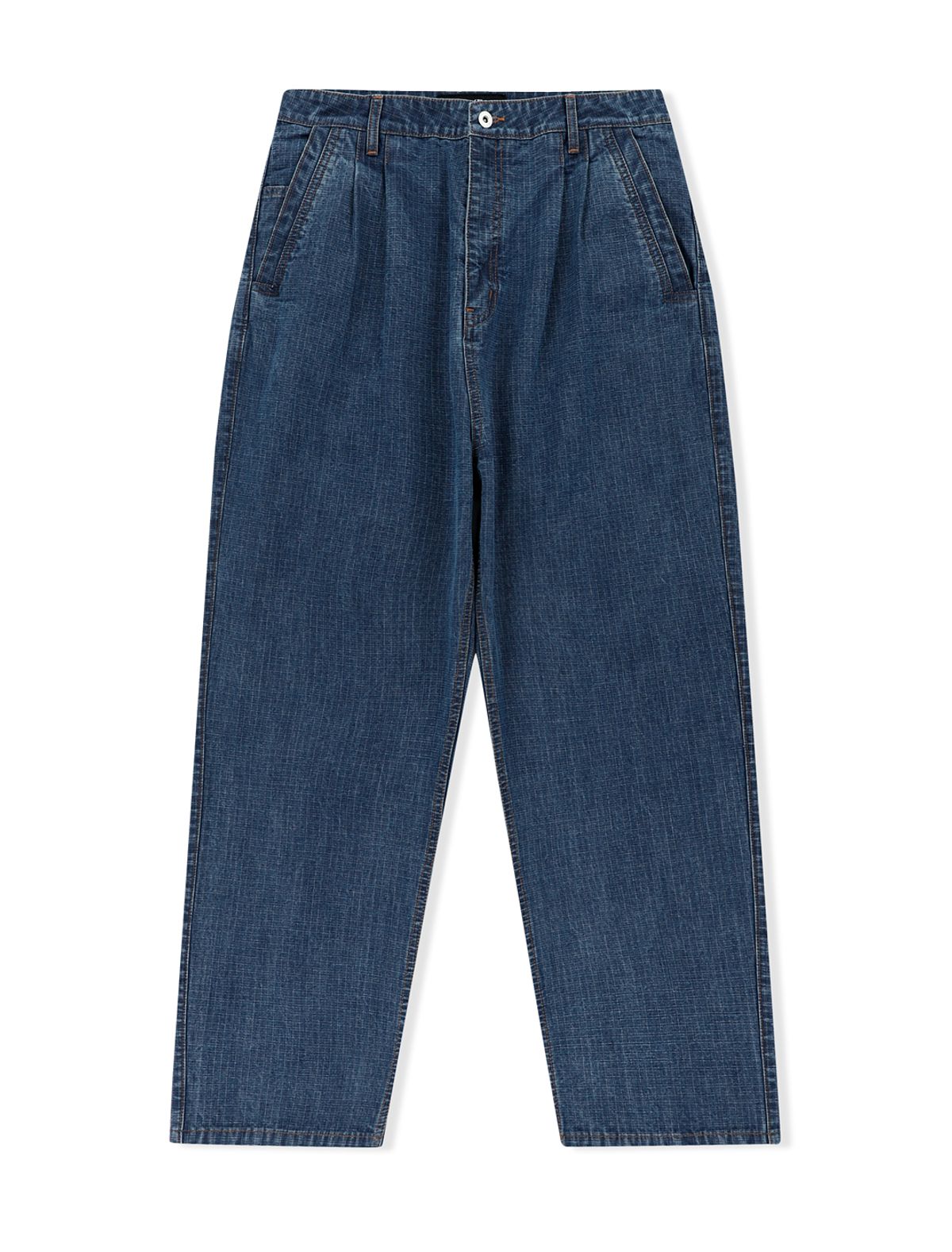 예스아이씨(YESEYESEE) Two Tucked Ripstop Denim Pants Medium Indigo