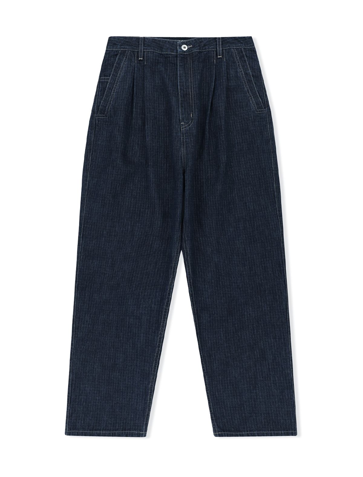 예스아이씨(YESEYESEE) Two Tucked Ripstop Denim Pants Dark Indigo