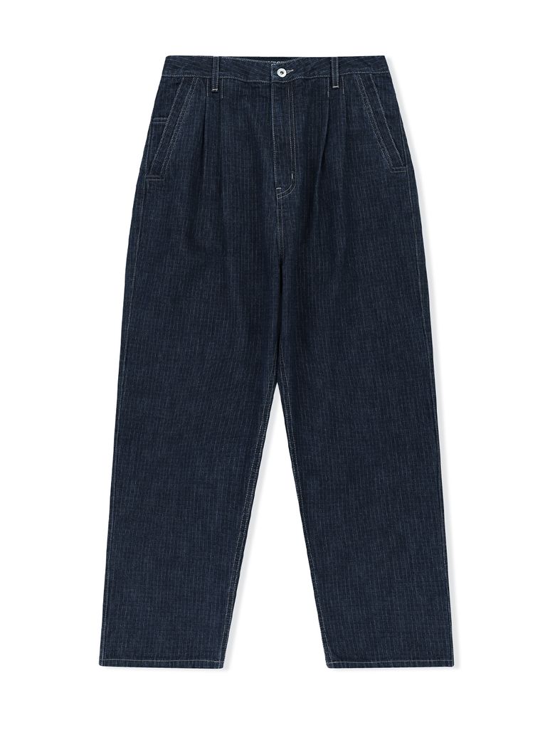 Two Tucked Ripstop Denim Pants Dark Indigo