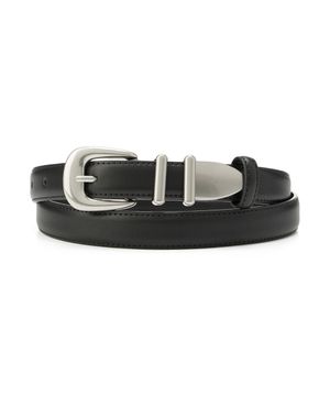 2 Line buckle western leather belt (black)