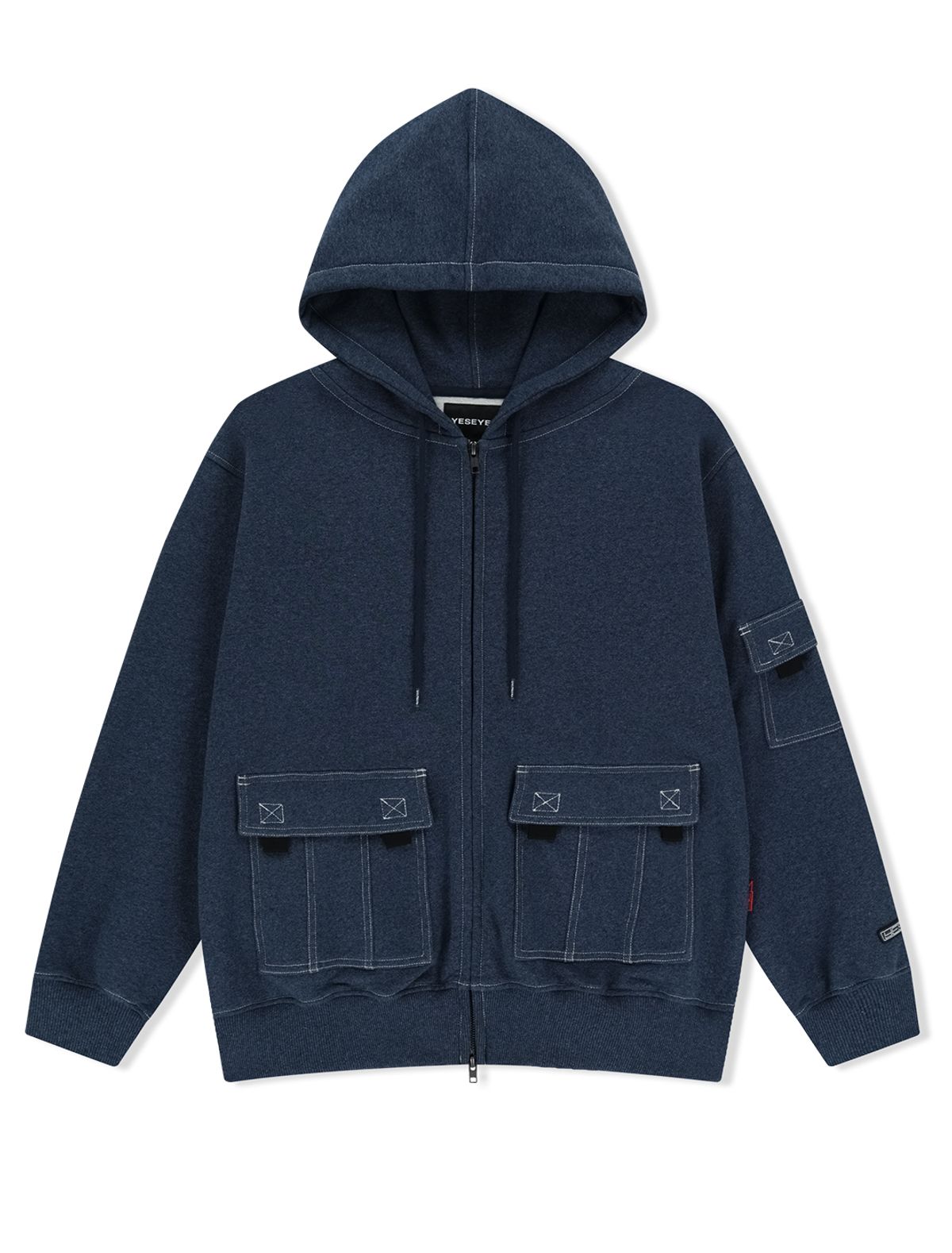 예스아이씨(YESEYESEE) Y.E.S Stitch Pocket Zip up Hoodie Navy