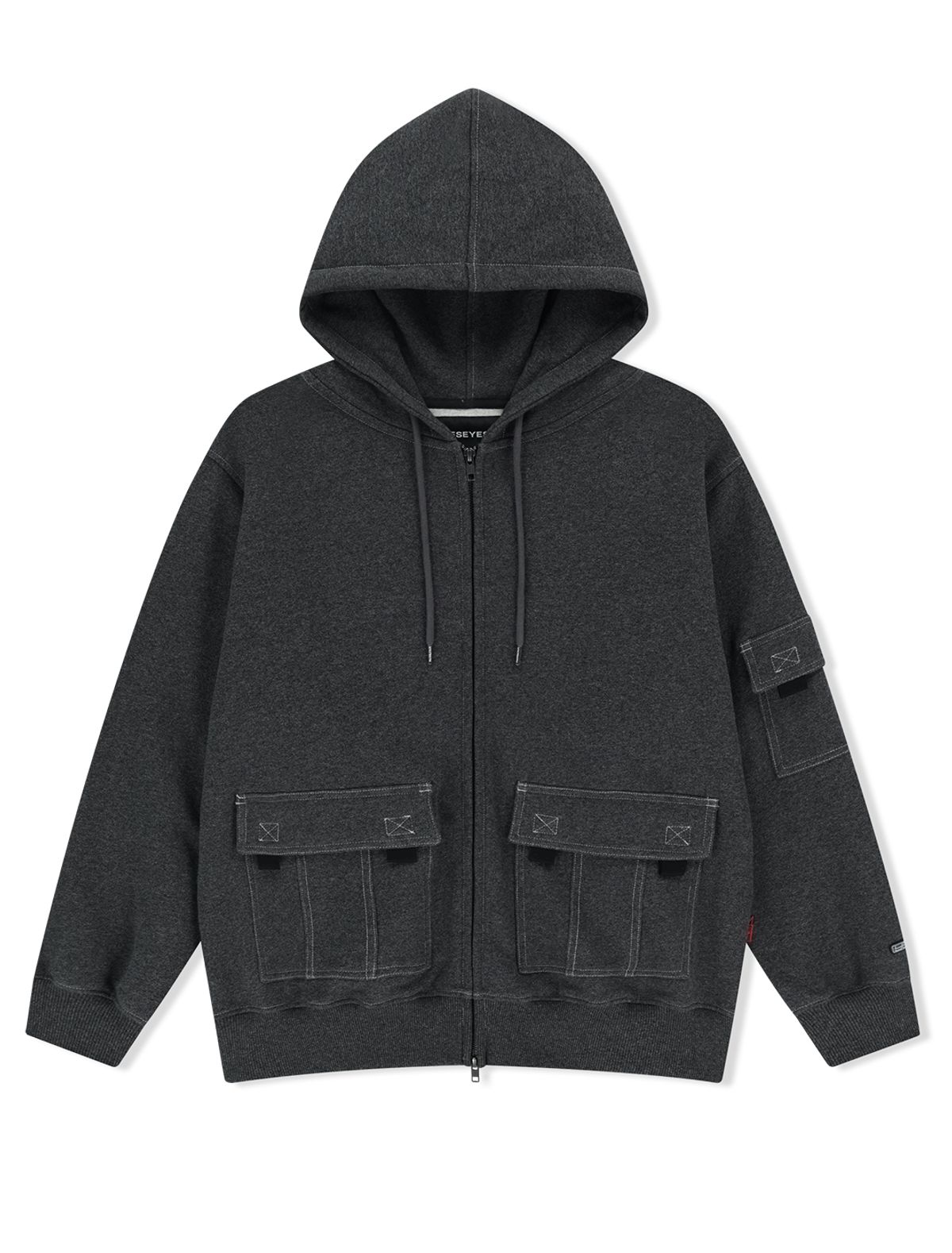예스아이씨(YESEYESEE) Y.E.S Stitch Pocket Zip up Hoodie Charcoal