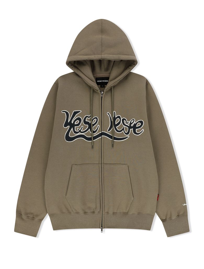 Y.E.S Snail Logo Zip-up Hoodie Khaki