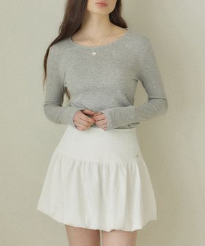 셔링 벌룬 스커트 - 화이트